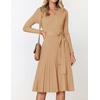 image:imageZESICA Womens Fall Long Sleeve Wrap Wedding Guest Midi Sweater DressesCamel