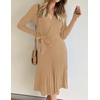 image:imageZESICA Womens Fall Long Sleeve Wrap Wedding Guest Midi Sweater DressesCamel