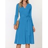 image:imageZESICA Womens Fall Long Sleeve Wrap Wedding Guest Midi Sweater DressesCobaltblue