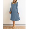 image:imageZESICA Womens Fall Long Sleeve Wrap Wedding Guest Midi Sweater DressesDustyblue