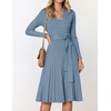 image:imageZESICA Womens Fall Long Sleeve Wrap Wedding Guest Midi Sweater DressesDustyblue