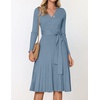 image:imageZESICA Womens Fall Long Sleeve Wrap Wedding Guest Midi Sweater DressesDustyblue