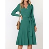 image:imageZESICA Womens Fall Long Sleeve Wrap Wedding Guest Midi Sweater DressesForestgreen