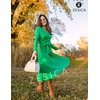 image:imageZESICA Womens Fall Long Sleeve Wrap Wedding Guest Midi Sweater DressesGreen