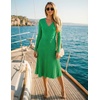 image:imageZESICA Womens Fall Long Sleeve Wrap Wedding Guest Midi Sweater DressesGreen