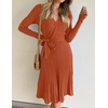 image:imageZESICA Womens Fall Long Sleeve Wrap Wedding Guest Midi Sweater DressesMaple