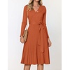 image:imageZESICA Womens Fall Long Sleeve Wrap Wedding Guest Midi Sweater DressesMaple