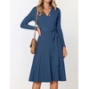 image:imageZESICA Womens Fall Long Sleeve Wrap Wedding Guest Midi Sweater DressesNavy