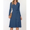 image:imageZESICA Womens Fall Long Sleeve Wrap Wedding Guest Midi Sweater DressesNavy