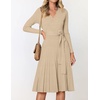 image:imageZESICA Womens Fall Long Sleeve Wrap Wedding Guest Midi Sweater DressesOatmeal