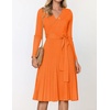 image:imageZESICA Womens Fall Long Sleeve Wrap Wedding Guest Midi Sweater DressesOrange