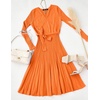 image:imageZESICA Womens Fall Long Sleeve Wrap Wedding Guest Midi Sweater DressesOrange