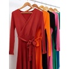 image:imageZESICA Womens Fall Long Sleeve Wrap Wedding Guest Midi Sweater DressesOrange