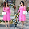 image:imageZESICA Womens Fall Long Sleeve Wrap Wedding Guest Midi Sweater DressesPink
