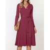 image:imageZESICA Womens Fall Long Sleeve Wrap Wedding Guest Midi Sweater DressesPlum