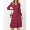 image:imageZESICA Womens Fall Long Sleeve Wrap Wedding Guest Midi Sweater DressesPlum