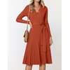 image:imageZESICA Womens Fall Long Sleeve Wrap Wedding Guest Midi Sweater DressesRust