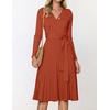 image:imageZESICA Womens Fall Long Sleeve Wrap Wedding Guest Midi Sweater DressesRust