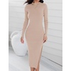 image:imageZESICA Womens Fall Slit Knit Long Sleeve Bodycon Sweater DressApricot