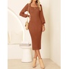 image:imageZESICA Womens Fall Slit Knit Long Sleeve Bodycon Sweater DressCoffee