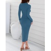 image:imageZESICA Womens Fall Slit Knit Long Sleeve Bodycon Sweater DressDarkblue