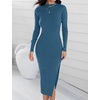 image:imageZESICA Womens Fall Slit Knit Long Sleeve Bodycon Sweater DressDarkblue