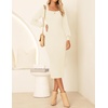 image:imageZESICA Womens Fall Slit Knit Long Sleeve Bodycon Sweater DressIvory