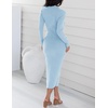 image:imageZESICA Womens Fall Slit Knit Long Sleeve Bodycon Sweater DressLightblue