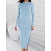 image:imageZESICA Womens Fall Slit Knit Long Sleeve Bodycon Sweater DressLightblue