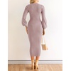 image:imageZESICA Womens Fall Slit Knit Long Sleeve Bodycon Sweater DressPurple