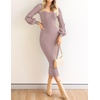 image:imageZESICA Womens Fall Slit Knit Long Sleeve Bodycon Sweater DressPurple