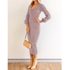 image:imageZESICA Womens Fall Slit Knit Long Sleeve Bodycon Sweater DressPurple