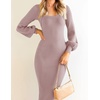 image:imageZESICA Womens Fall Slit Knit Long Sleeve Bodycon Sweater DressPurple