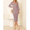 image:imageZESICA Womens Fall Slit Knit Long Sleeve Bodycon Sweater DressPurple