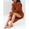 image:imageZESICA Womens Fall Slit Knit Long Sleeve Bodycon Sweater DressRust