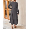 image:imageZESICA Womens Fall Winter Long Sleeve Casual Boho Maxi DressDarkgrey