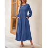 image:imageZESICA Womens Fall Winter Long Sleeve Casual Boho Maxi DressDustyblue