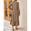 image:imageZESICA Womens Fall Winter Long Sleeve Casual Boho Maxi DressKhaki