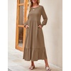 image:imageZESICA Womens Fall Winter Long Sleeve Casual Boho Maxi DressKhaki