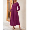 image:imageZESICA Womens Fall Winter Long Sleeve Casual Boho Maxi DressPlum