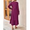 image:imageZESICA Womens Fall Winter Long Sleeve Casual Boho Maxi DressPlum