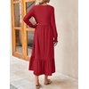 image:imageZESICA Womens Fall Winter Long Sleeve Casual Boho Maxi DressRed