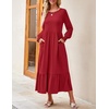 image:imageZESICA Womens Fall Winter Long Sleeve Casual Boho Maxi DressRed