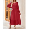 image:imageZESICA Womens Fall Winter Long Sleeve Casual Boho Maxi DressRed