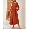 image:imageZESICA Womens Fall Winter Long Sleeve Casual Boho Maxi DressRust