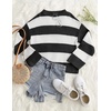 image:imageZESICA Womens Fall Winter Oversized Striped Knit Sweaters Fashion ClothesBlackstriped