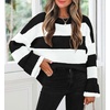 image:imageZESICA Womens Fall Winter Oversized Striped Knit Sweaters Fashion ClothesBlackstriped