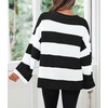 image:imageZESICA Womens Fall Winter Oversized Striped Knit Sweaters Fashion ClothesBlackstriped