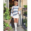image:imageZESICA Womens Fall Winter Oversized Striped Knit Sweaters Fashion ClothesBlue