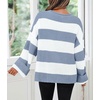 image:imageZESICA Womens Fall Winter Oversized Striped Knit Sweaters Fashion ClothesBlue